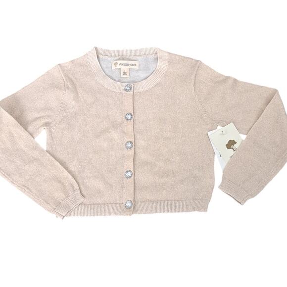 NWT Tucker + Tate Girls Cardigan Sweater Gold Metallic Jewel Glitter Size 2 - Picture 2 of 8
